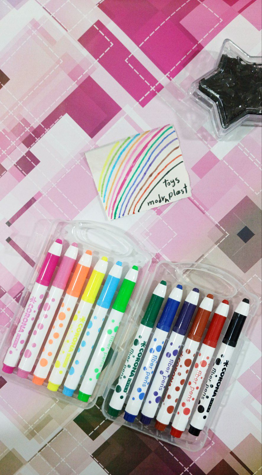 هایلایتر 12 عددی Fiber pens بسته ای برند corona