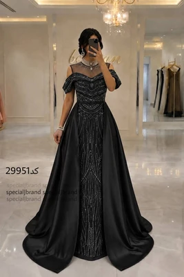لباس مجلسی ماکسی مرجان | جنس ساتن و غواصی گرم‌بالا | قد کار 155 قد ساتن 185